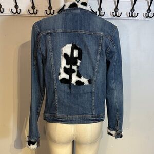 one of a kind refashioned jean jacket - cowgirl size M